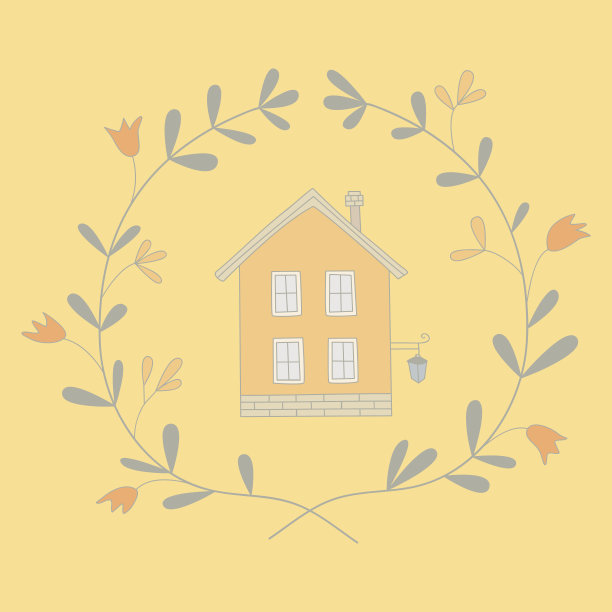 花环上画着温馨的房子图片下载