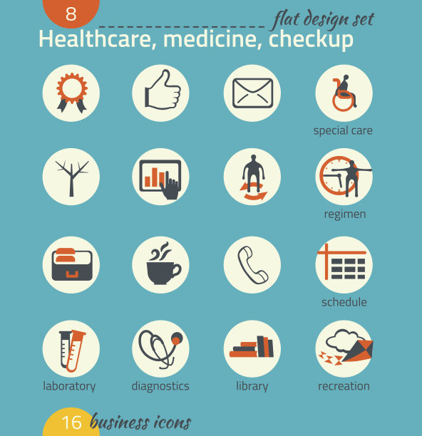 业务图标集。医疗、医药、诊断。平面设计图片下载
