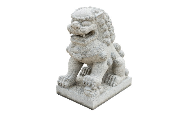 中国皇家狮子雕像（白色背景，已隔离）图片下载