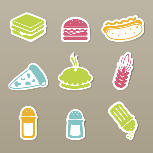 快餐图标设置向量图片下载