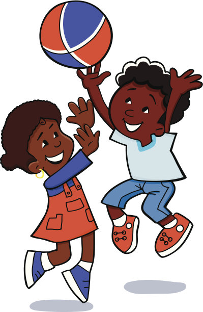 孩子们在玩球。矢量图图片下载
