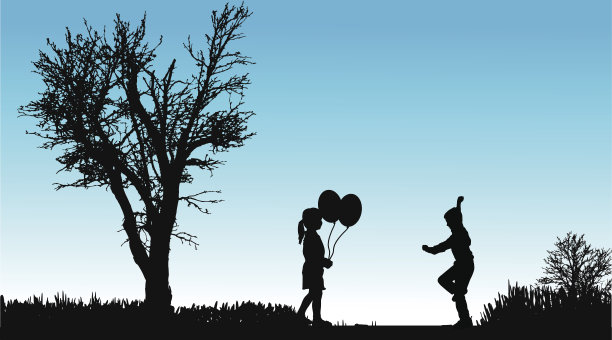 矢量剪影的孩子。图片下载