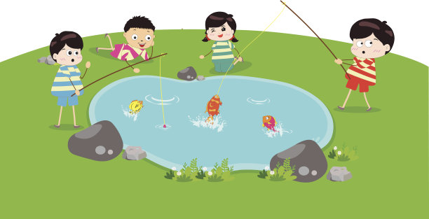 小孩钓鱼图片下载