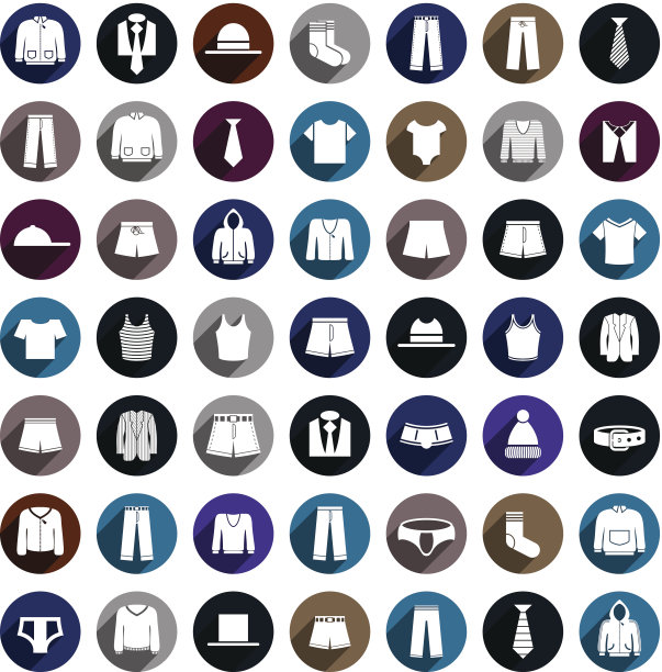 男人衣服向量图标设置。图片下载