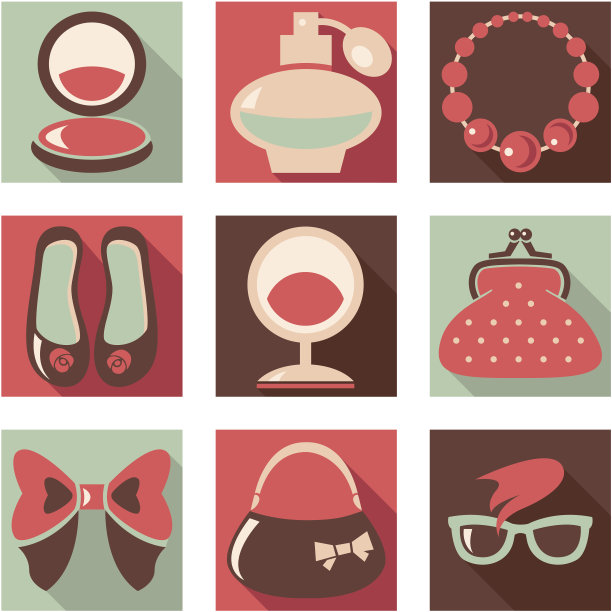 一套女性时尚平面图标图片下载