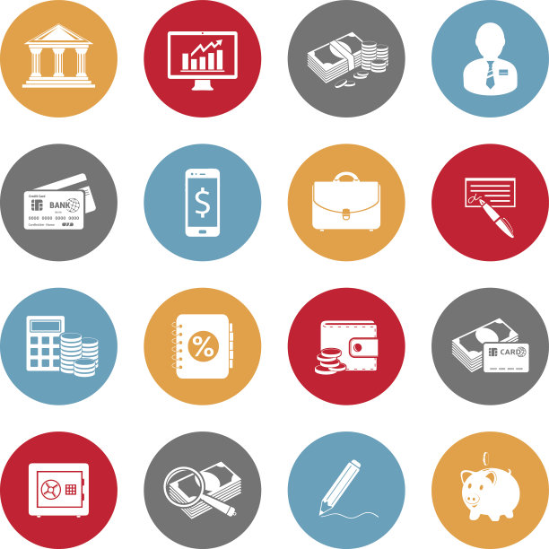 金钱和金融图标集图片下载