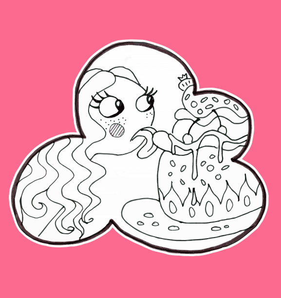 小女孩在舔蛋糕图片下载