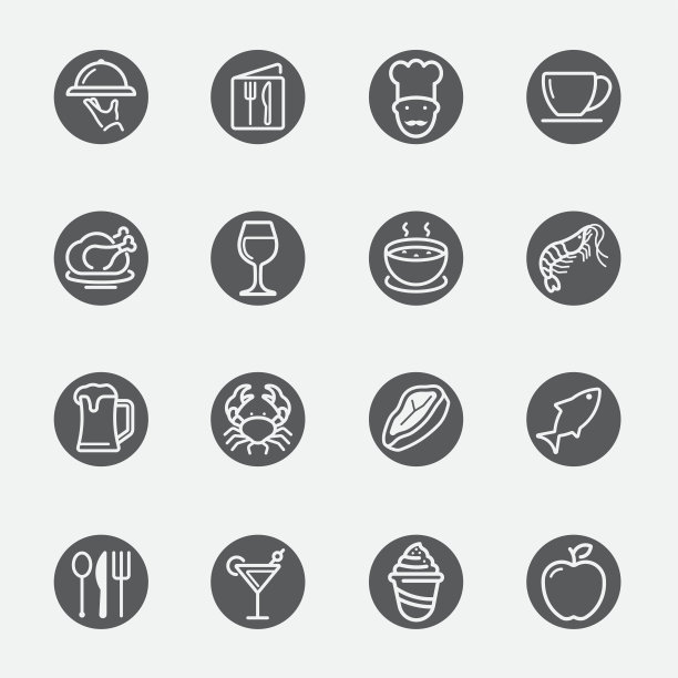 餐厅黑圈线图标图片下载