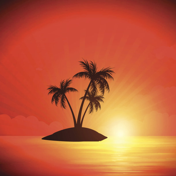 带有棕榈树的矢量岛图片下载