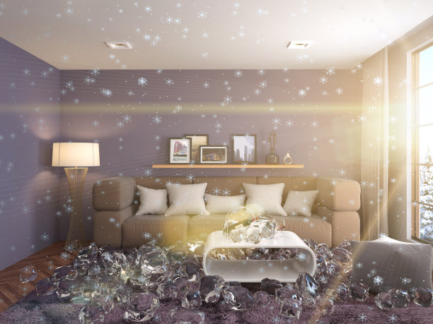 禁用供暖。室内与冰。3 d iilustration图片下载