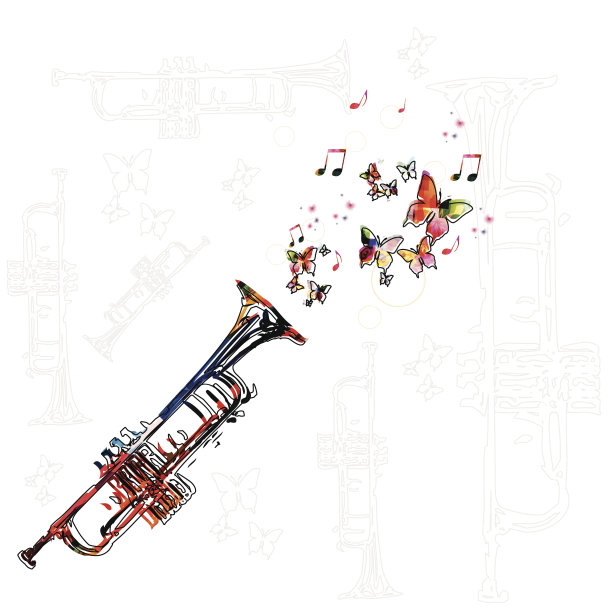 彩色的音乐背景与小号图片下载