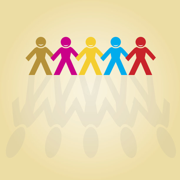 多色幸福的人们牵着手图片下载