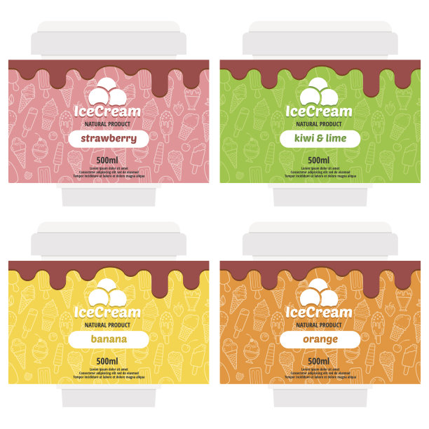 矢量水果冰淇淋包装设计图片下载