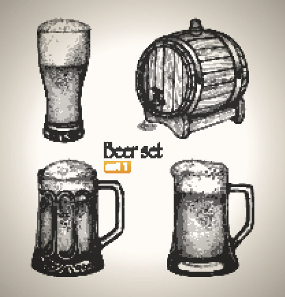 啤酒节成套:托比壶和啤酒桶图片下载