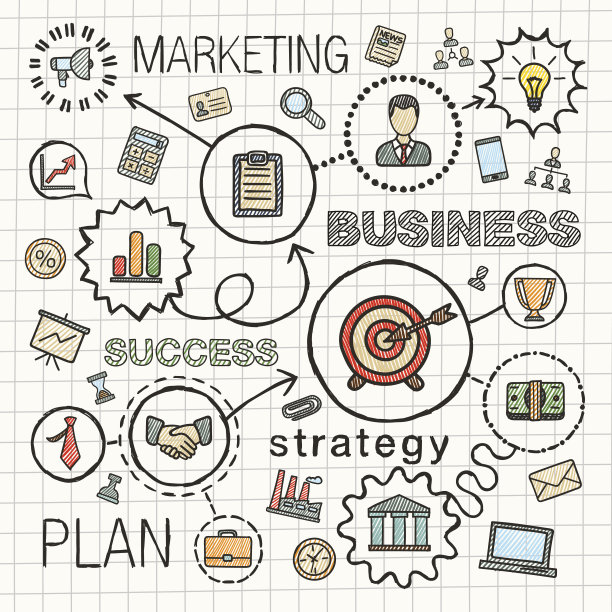 业务连接手画图标。矢量草图集成涂鸦插图图片下载