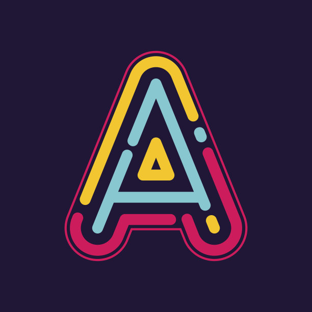 字母有霓虹线或指纹的图标。图片下载