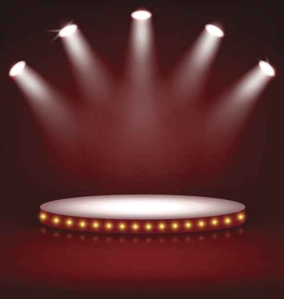 灯饰红色舞台裙台图片下载