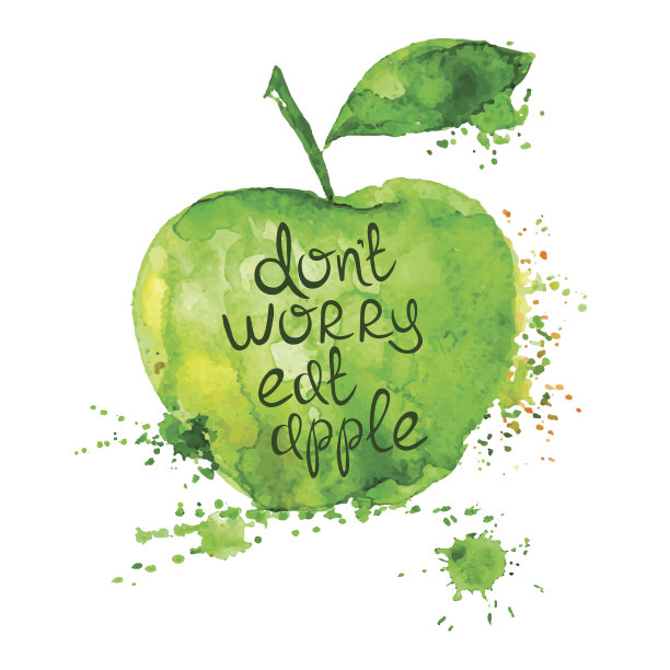 孤立的苹果水彩插图。图片下载