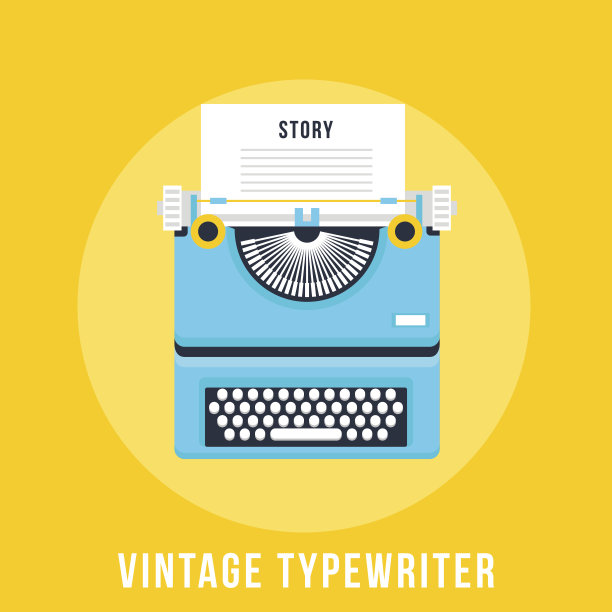 矢量插图的扁平老式打字机图片下载