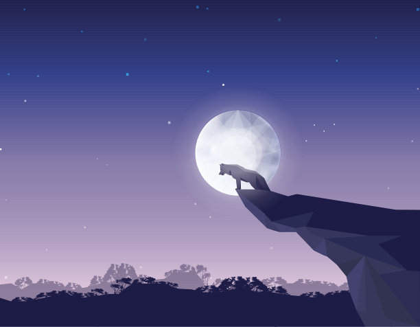 摘要森林景观景观与狼的月光图片下载