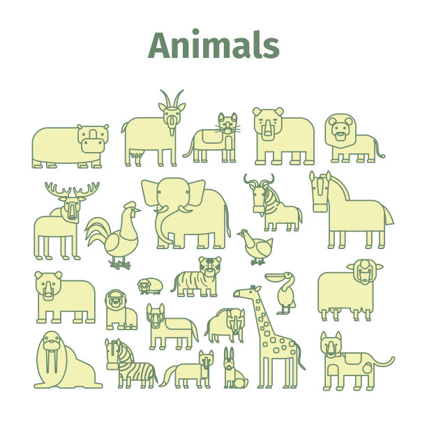 动物用线条勾画图标图片下载