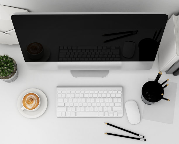 现代计算机模板的3D插图，图片下载