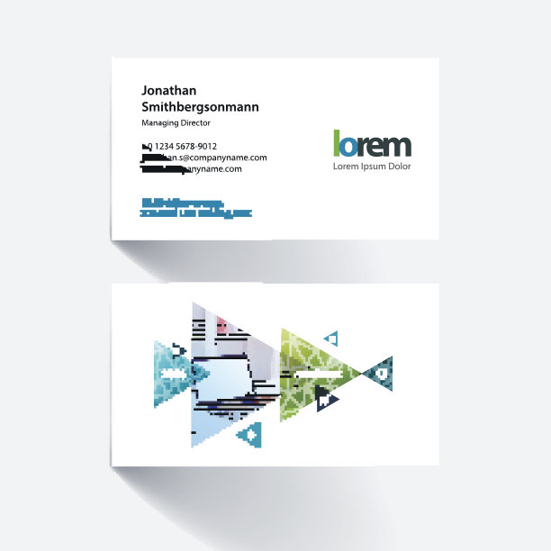 带有移动三角形和箭头的矢量名片模板f图片下载