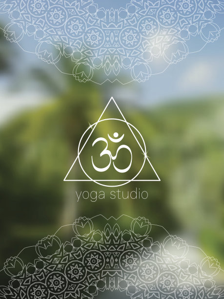带有曼荼罗和奥姆的热带瑜伽横幅图片下载