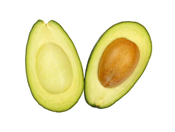 两半牛油果，单独放在白面包上图片下载