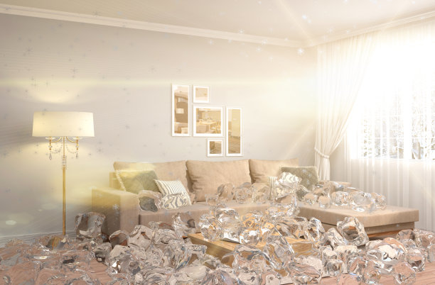 禁用供暖。室内与冰。3 d iilustration图片下载