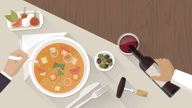 在餐厅享用美食素材图片