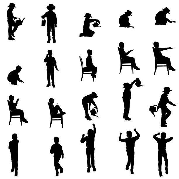 矢量剪影的一个男孩。图片下载