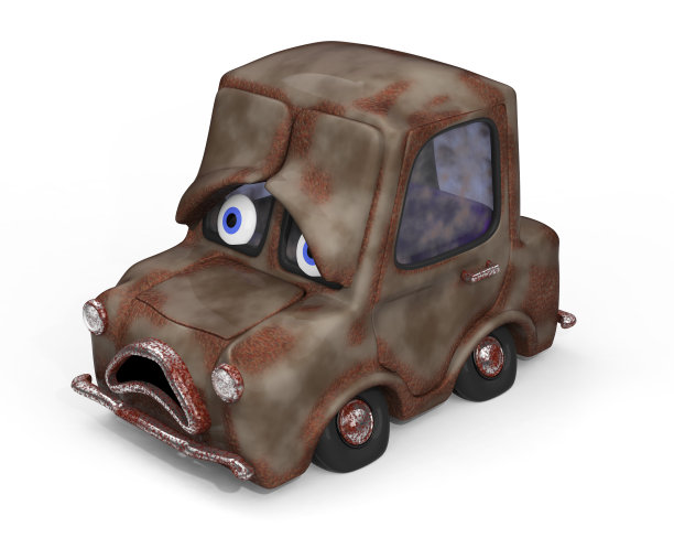 悲伤，老，不被爱，生锈的斗车3D插图图片下载