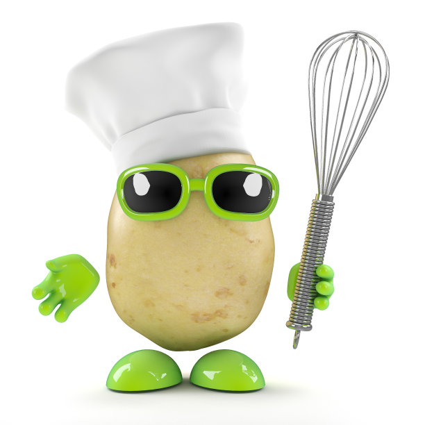 3d厨师土豆与搅拌器图片下载
