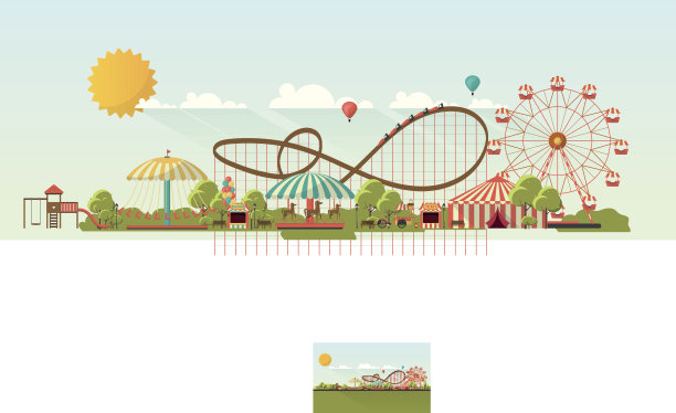 游乐园日间平面插图图片下载