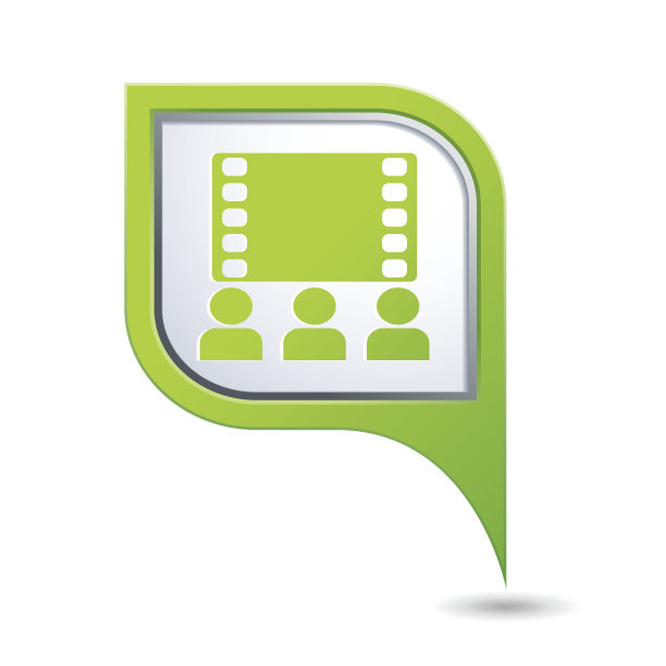 地图指针与电影图标。矢量图图片下载