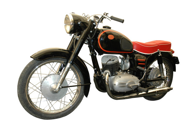 红色和黑色的老式摩托车图片下载