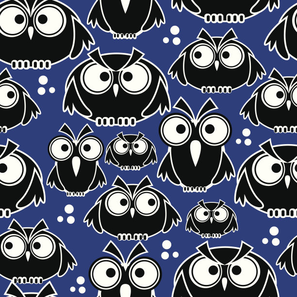 图标黑猫头鹰无缝图案图片下载