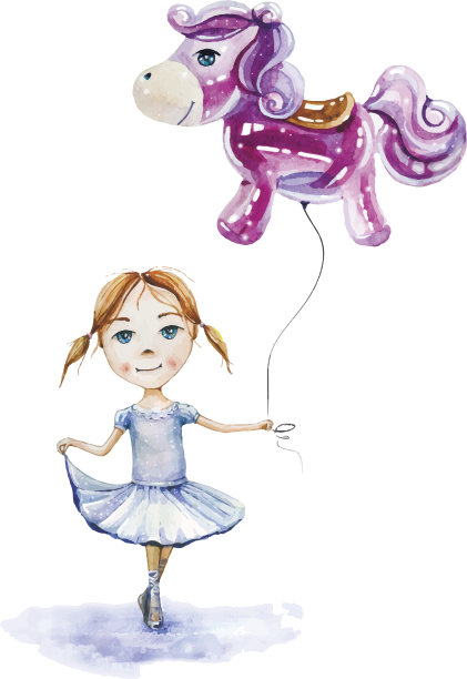 骑着气球马的女孩图片下载