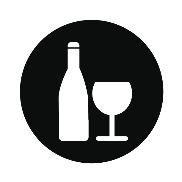 葡萄酒杯与酒瓶图标设计图片下载