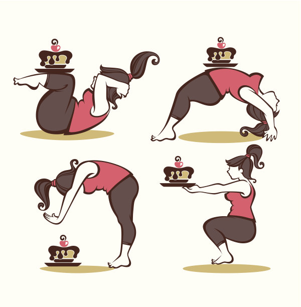 甜蜜的健身，向量女孩和蛋糕收集图片下载