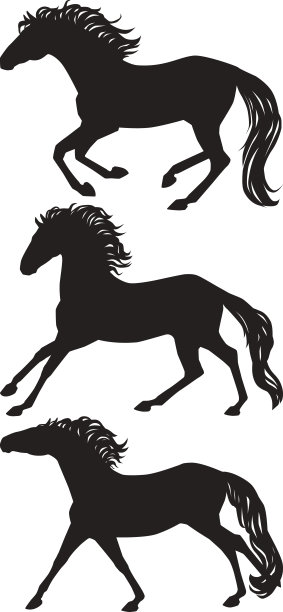 矢量跑马剪影集图片下载