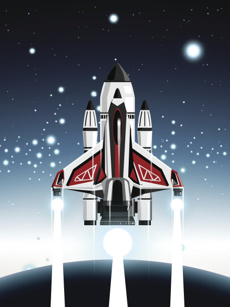 在星空背景下从地球发射到其他星球的航天飞机图片下载