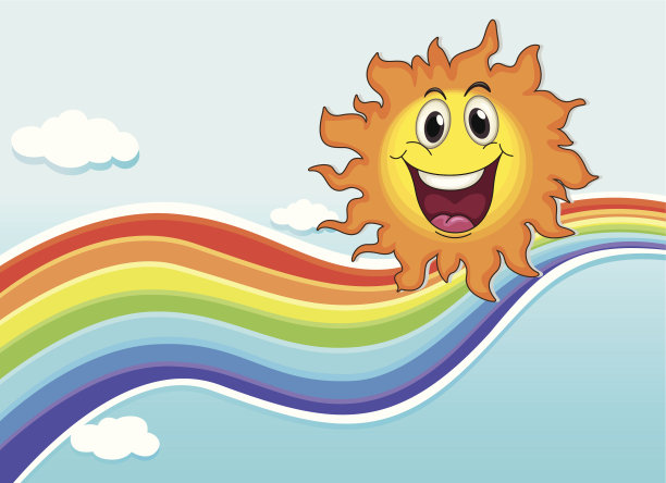 微笑的太阳接近彩虹图片下载