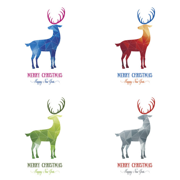 用动物装饰圣诞贺卡。新年快乐图片下载