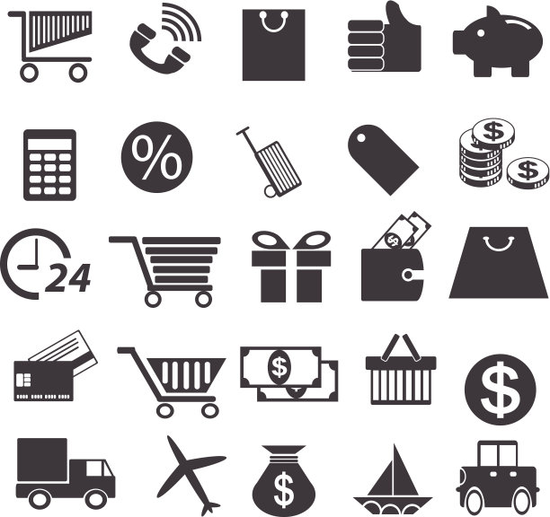 购物的图标集。向量图片下载