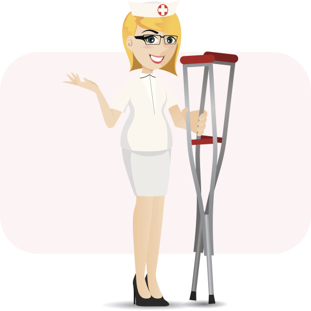 卡通护士与拐杖图片下载