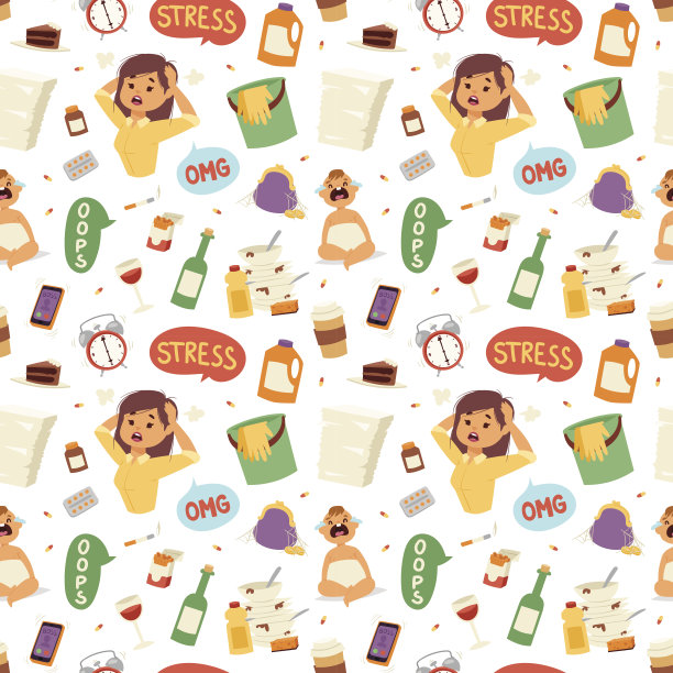 棕发压力女性无缝图案矢量插画图片下载