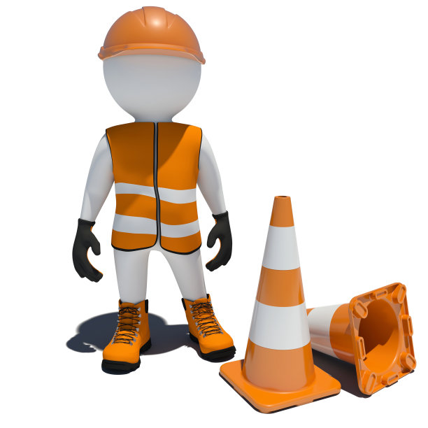 3d工人和交通锥图片下载