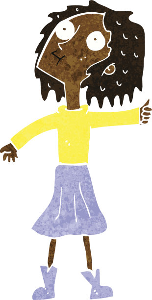 卡通女子仰望天空图片下载